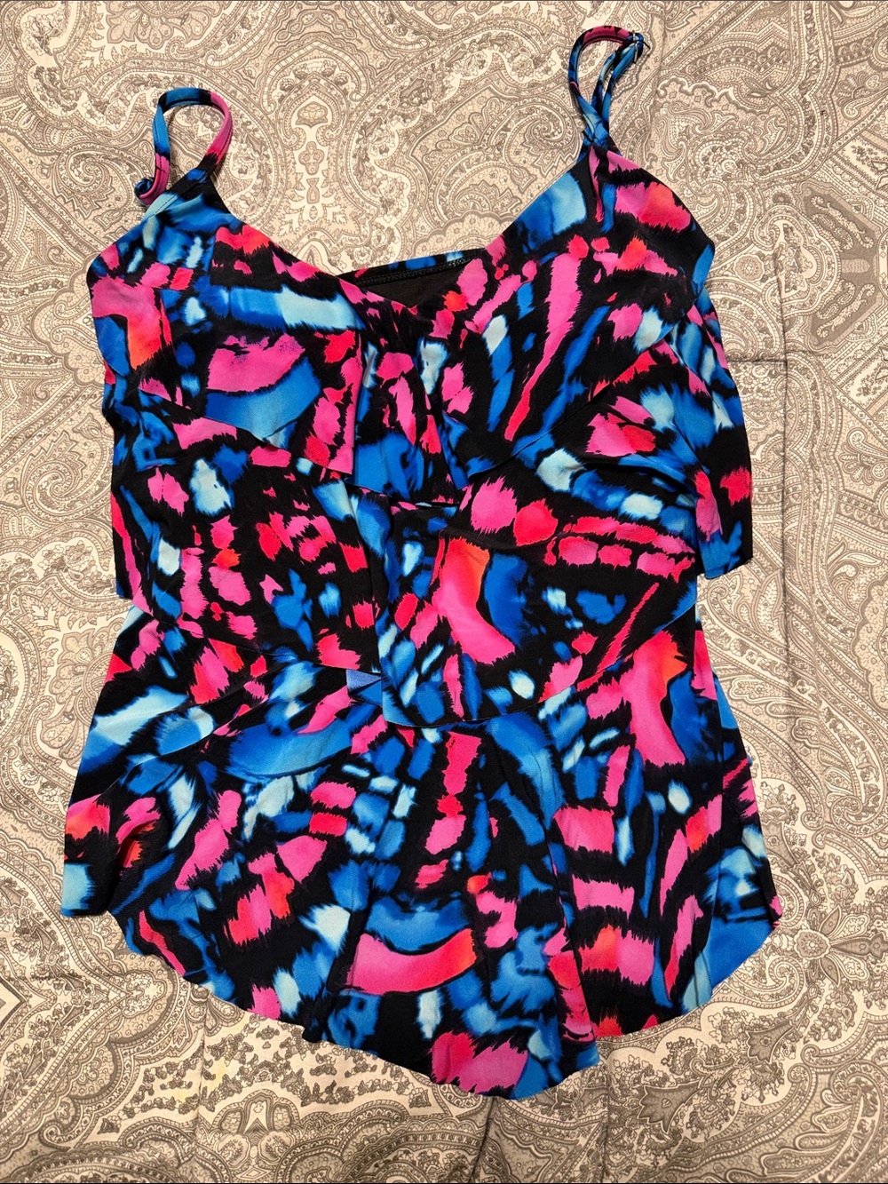 Lot of 3 Aqua green tiered bathing suit top - Picture 3 of 4